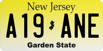 NJ license plate A19ANE