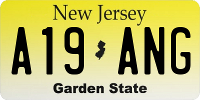 NJ license plate A19ANG