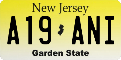 NJ license plate A19ANI