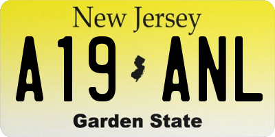 NJ license plate A19ANL