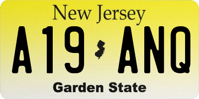 NJ license plate A19ANQ