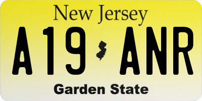 NJ license plate A19ANR