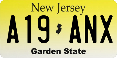 NJ license plate A19ANX