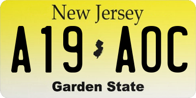 NJ license plate A19AOC