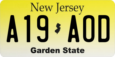 NJ license plate A19AOD