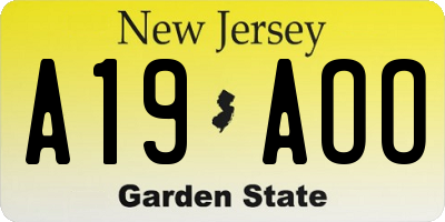 NJ license plate A19AOO