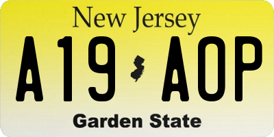 NJ license plate A19AOP