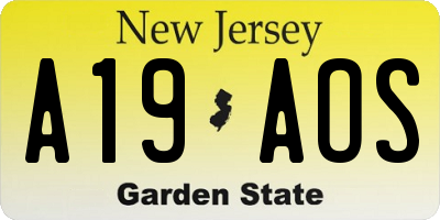NJ license plate A19AOS