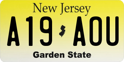 NJ license plate A19AOU