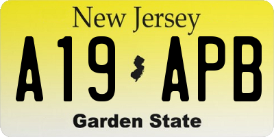 NJ license plate A19APB