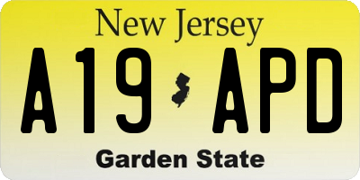 NJ license plate A19APD