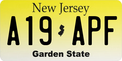 NJ license plate A19APF