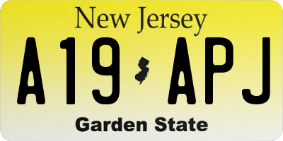 NJ license plate A19APJ
