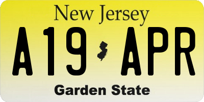 NJ license plate A19APR