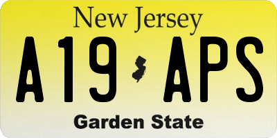 NJ license plate A19APS