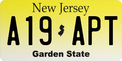NJ license plate A19APT
