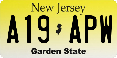 NJ license plate A19APW
