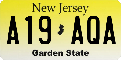 NJ license plate A19AQA