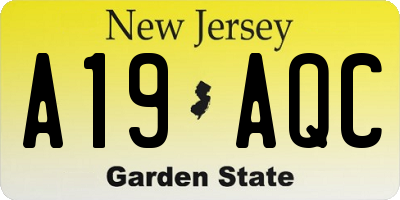 NJ license plate A19AQC