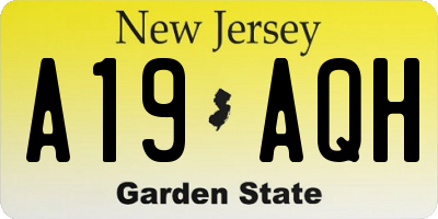 NJ license plate A19AQH