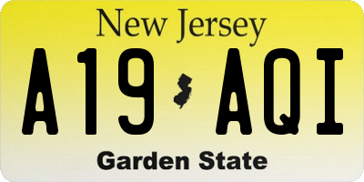 NJ license plate A19AQI