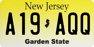 NJ license plate A19AQQ