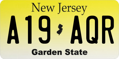 NJ license plate A19AQR