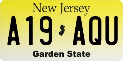 NJ license plate A19AQU