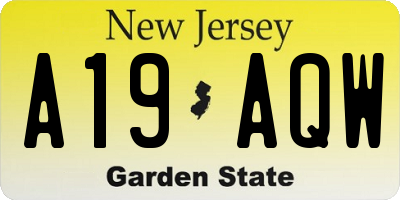 NJ license plate A19AQW