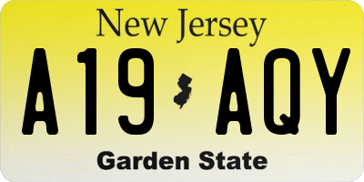 NJ license plate A19AQY