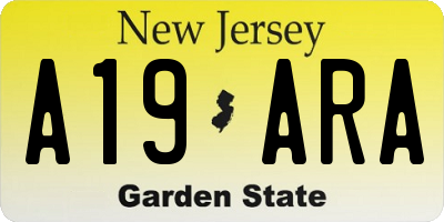 NJ license plate A19ARA