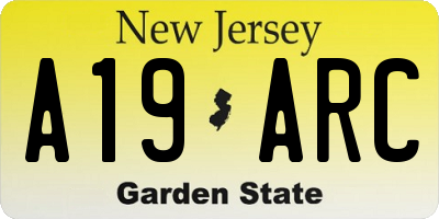 NJ license plate A19ARC