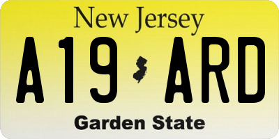 NJ license plate A19ARD