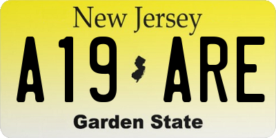 NJ license plate A19ARE