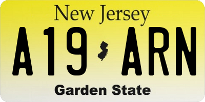 NJ license plate A19ARN
