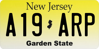 NJ license plate A19ARP