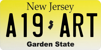 NJ license plate A19ART