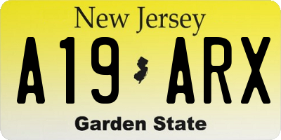 NJ license plate A19ARX