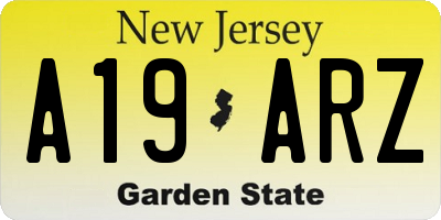 NJ license plate A19ARZ