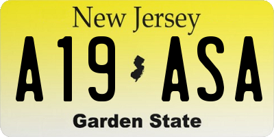 NJ license plate A19ASA