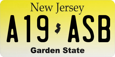 NJ license plate A19ASB