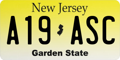 NJ license plate A19ASC