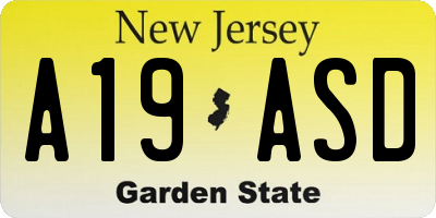 NJ license plate A19ASD