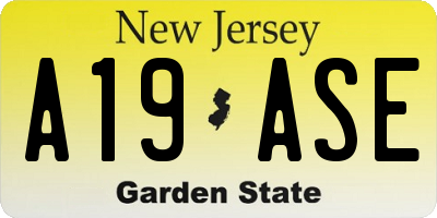 NJ license plate A19ASE