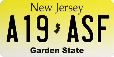 NJ license plate A19ASF