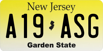 NJ license plate A19ASG