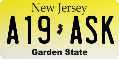 NJ license plate A19ASK