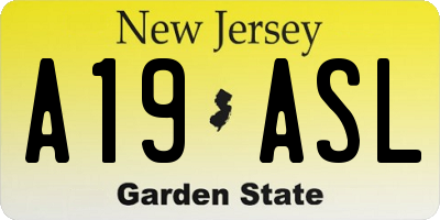 NJ license plate A19ASL