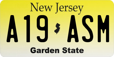 NJ license plate A19ASM
