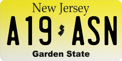 NJ license plate A19ASN